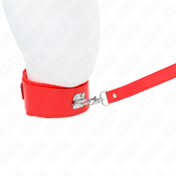 collier avec laisse 116 cm avec clous argentés modèle 4 rouge ajustable 40-48 cm x 6 cm