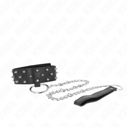 collier avec laisse 65 cm avec clous argentés modèle 5 réglable 36-43 cm x 5 cm
