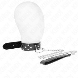 collier rivet anneau avec ceinture 65 cm noir ajustable 36-50 cm x 3,8 cm