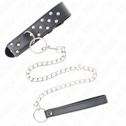 collier rivet anneau avec ceinture 65 cm noir ajustable 36-50 cm x 3,8 cm