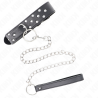 collier rivet anneau avec ceinture 65 cm noir ajustable 36-50 cm x 3,8 cm