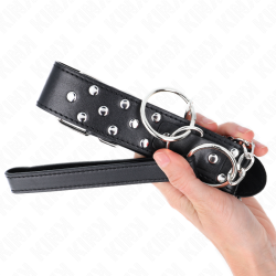 collier rivet anneau avec ceinture 65 cm noir ajustable 36-50 cm x 3,8 cm