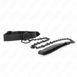 collier avec laisse foncée 65 cm ajustable 37-54 cm x 3 cm