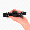 bâillon entièrement silicone 55 x 2 cm avec boule de 4 cm taille s noir ajustable 35-51 cm