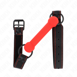 gag en os avec sangle en cuirette rouge ajustable 41-57 cm