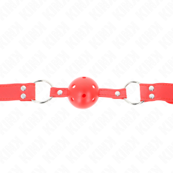 bâillon à boule dur creux rouge complet 62 x 2 cm