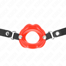 bâton lip 8 cm avec sangle en cuir rouge 63 x 2 cm ajustable 39-58 cm