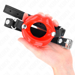 bâton lip 8 cm avec sangle en cuir rouge 63 x 2 cm ajustable 39-58 cm