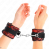 attentes-poignets courtes en dentelle de velours et reliure en nylon rouge - noir 23 x 6,5 cm