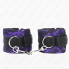 attentes-poignets courtes en dentelle de velours et reliure en nylon violet - noir 23 x 6,5 cm