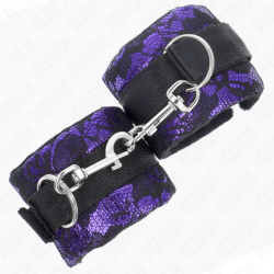 attentes-poignets courtes en dentelle de velours et reliure en nylon violet - noir 23 x 6,5 cm