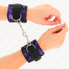 attentes-poignets courtes en dentelle de velours et reliure en nylon violet - noir 23 x 6,5 cm