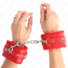 appui-poignets doublés de fourrure premium rouge avec ceinture rouge réglable 17-29 cm x 6 cm