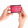 appui-poignets doublés de fourrure premium noir avec ceinture rose framboise ajustable 17-29 cm x 6 cm