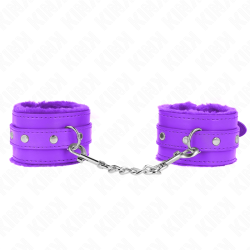 appui-poignets doublés de fourrure premium violet avec ceinture violet ajustable 17-29 cm x 6 cm