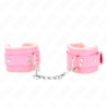 appui-poignets doublés de fourrure rose avec ceinture rose réglable 17-29 cm x 6 cm