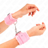 appui-poignets doublés de fourrure rose avec ceinture rose réglable 17-29 cm x 6 cm