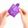 appui-poignets doublés de fourrure avec trous carrés violet et ceinture violet réglable 17-29 cm x 6 cm