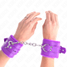 appui-poignets doublés de fourrure avec trous carrés violet et ceinture violet réglable 17-29 cm x 6 cm