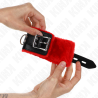 appui-poignets doublés de fourrure avec trous carrés ceinture rouge et noire réglable 17-29 cm x 6 cm