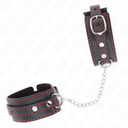 petites retenues-poignets noires avec doublure rouge réglable 14-24 cm x 3,5 cm