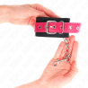 appui-poignets en nylon noir avec ceinture en cuirette rose framboise ajustable 19-29 cm x 5,1 cm