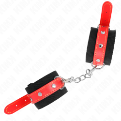 appui-poignets en nylon noir avec cuir rouge ajustable 19-24 cm x 5,5 cm