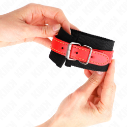 appui-poignets en nylon noir avec cuir rouge ajustable 19-24 cm x 5,5 cm