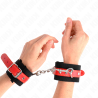 appui-poignets en nylon noir avec cuir rouge ajustable 19-24 cm x 5,5 cm