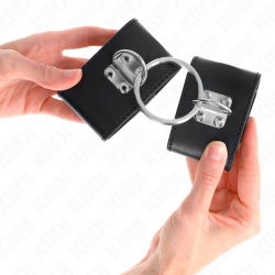 appui-poignets fixes avec anneau et fermeture par cadenas noir ajustable 16-23 cm x 5,5 cm