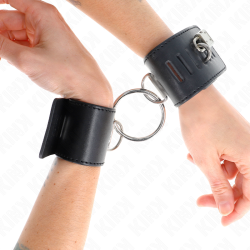 appui-poignets fixes avec anneau et fermeture par cadenas noir ajustable 16-23 cm x 5,5 cm