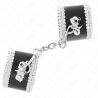 appui-poignets noir avec dentelle décorée blanche réglable 20-23 cm x 5,5 cm