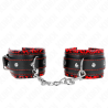 appui-poignets doublés de fourrure rouge - noir réglable 17-29 cm x 6 cm