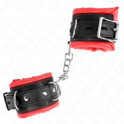 appui-poignets lourds doublés de fourrure rouge ajustables 20-30 cm x 6 cm
