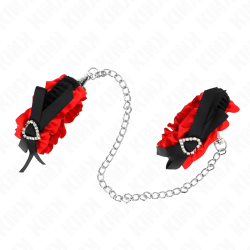 attentes-poignets élastiques en dentelle détails coeur rouge réglables 22-35 cm