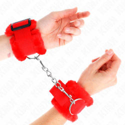 appui-poignets doublés de fourrure rouge ajustable 17-31 cm x 7 cm