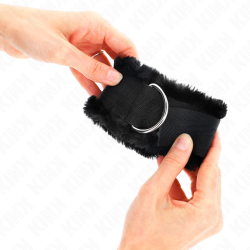 appui-poignets doublés de fourrure noir ajustable 17-31 cm x 7 cm