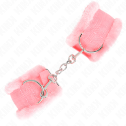 appui-poignets doublés de fourrure rose réglable 17-31 cm x 7 cm