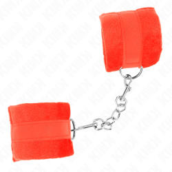 manchettes débutant en fourrure rouge 30 x 7 cm