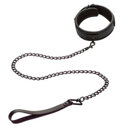 nocturnal collier et laisse en cuir réglable noir