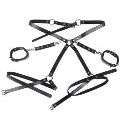 953690 menottes avec ceinture de bondage noire taille unique