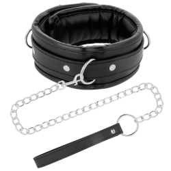 collier en cuir souple avec chaîne