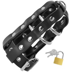 cage de chasteté en cuir avec serrure