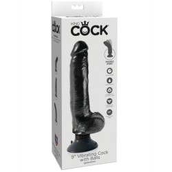 gode vibrant avec testicules 23 cm noir