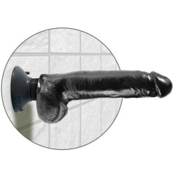 gode vibrant avec testicules 23 cm noir
