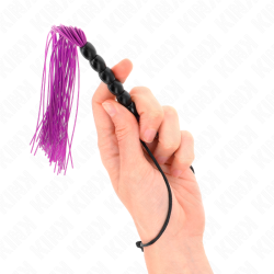 mini fouet en silicone avec 6 billes violes 26 cm