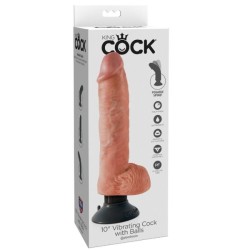 gode vibrant avec testicules 25.5 cm couleur naturelle