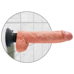 gode vibrant avec testicules 25.5 cm couleur naturelle