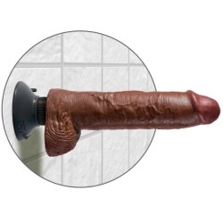 gode vibrateur avec testicules 25.5 cm couleur marron
