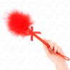 baguette en corde de nylon avec plumes chatouillantes et noeud rouge 25 cm